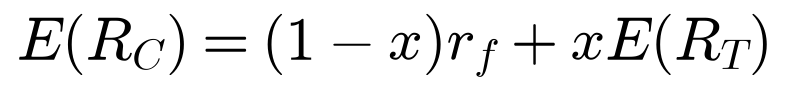 E of R_C equals (1 minus x) r_f plus x E of R_T