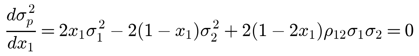 derivative of sigma squared p with respect to x1 equals 0